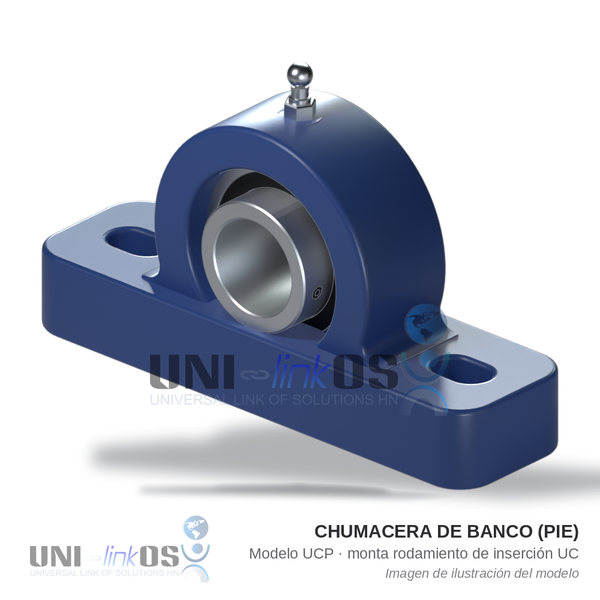 CHUMACERA DE BANCO (PIE) UCP207-20 EJE 1-1/4″ (32mm) 2 AGUJEROS CHUMACERA DE BANCO (PIE) UCP207-20 EJE 1-1/4″ (32mm) 2 AGUJEROS