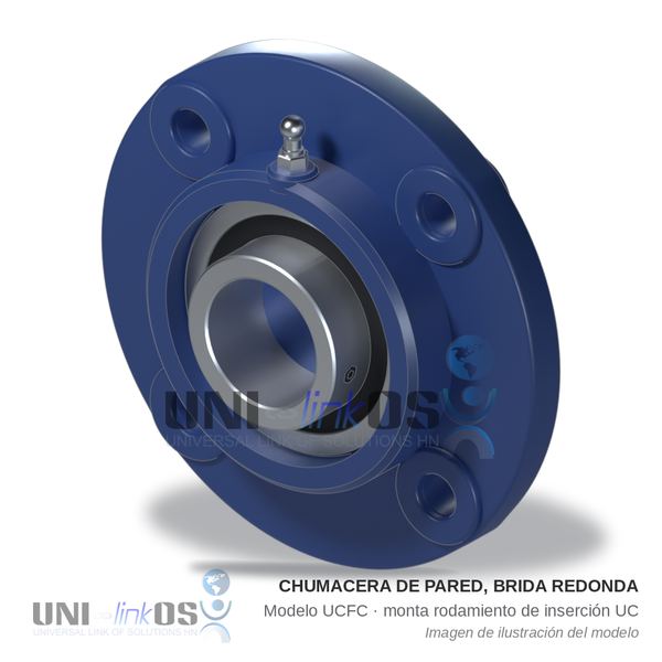 CHUMACERA DE PARED, BRIDA REDONDA UCFC208 EJE 40mm 4 AGUJEROS CHUMACERA DE PARED, BRIDA REDONDA UCFC208 EJE 40mm 4 AGUJEROS