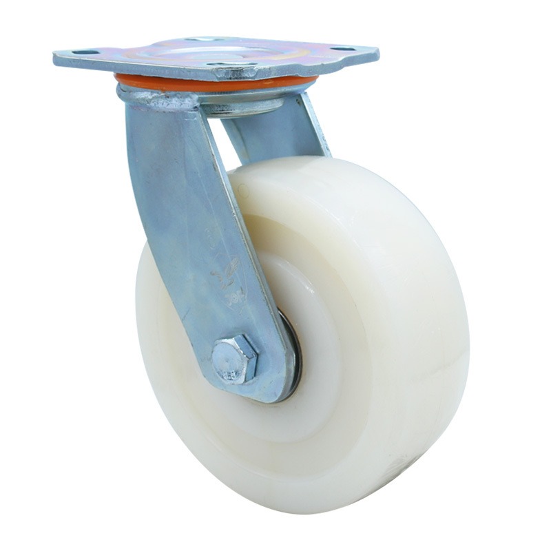 RUEDA DE NYLON (PA) 4″ (100mm X 52mm) C/BASE GIRATORIA / HAND MADE NY WHEEL ; plate 100X114mm C/6203 Bearing HEAVY DUTY SWIVEL BASE
