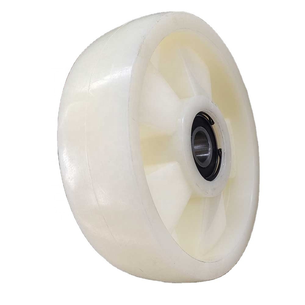RUEDA DE NYLON 5″ (127mm X 50mm) (PA6) Perfil ovalado+ SET DE TORNILLOS SIN BASE / NY WHEEL W/6203 BEARING; PLATE 100X114mm RUEDA DE NYLON 5″ (127mm X 50mm) (PA6) Perfil ovalado+ SET DE TORNILLOS SIN BASE / NY WHEEL W/6203 BEARING; PLATE 100X114mm