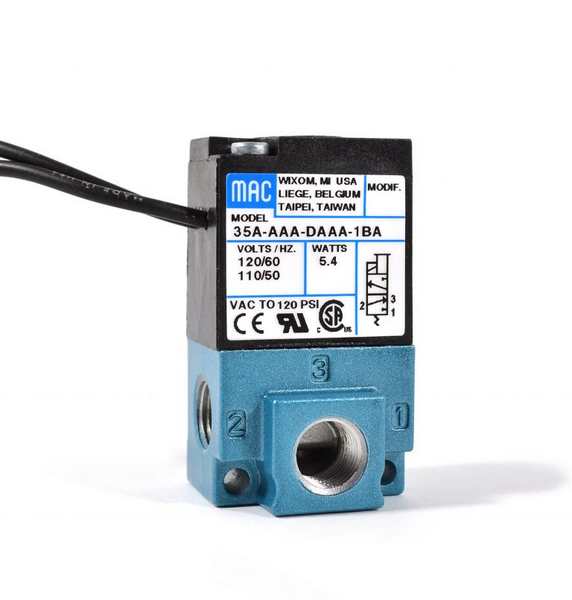ELECTROVALVULA MAC 120V; 18″ Cable;  24V Pneumatic solenoid valve