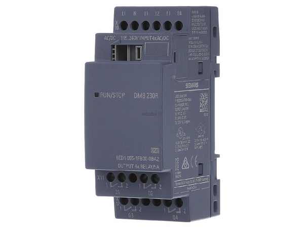 SIEMENS Módulo ampl. LOGO! DM8 230R, FA/E/S: 230V/230V/relé, 2TE, 4 DI/4 DO para LOGO! 8 SIEMENS Módulo ampl. LOGO! DM8 230R, FA/E/S: 230V/230V/relé, 2TE, 4 DI/4 DO para LOGO! 8