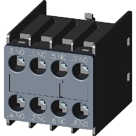 Bloque de contactos auxiliares 11 U, frontal, 2 NA + 2 NC circuito 1 NA, 1 NC, 1 NC, 1 NA para 3RH2 y 3RT2 conexión por tornillo Bloque de contactos auxiliares 11 U, frontal, 2 NA + 2 NC circuito 1 NA, 1 NC, 1 NC, 1 NA para 3RH2 y 3RT2 conexión por tornillo