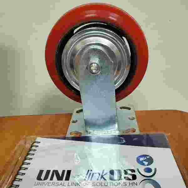 RUEDA DE POLIURETHANO 6″ (152mm) X 49mm C/BASE FIJA / PU WHEEL W/6203 BEARING; PLATE 100X114mm; MEDIUM HEAVY DUTY CASTER RIGID BASE RUEDA DE POLIURETHANO 6″ (152mm) X 49mm C/BASE FIJA / PU WHEEL W/6203 BEARING; PLATE 100X114mm; MEDIUM HEAVY DUTY CASTER RIGID BASE