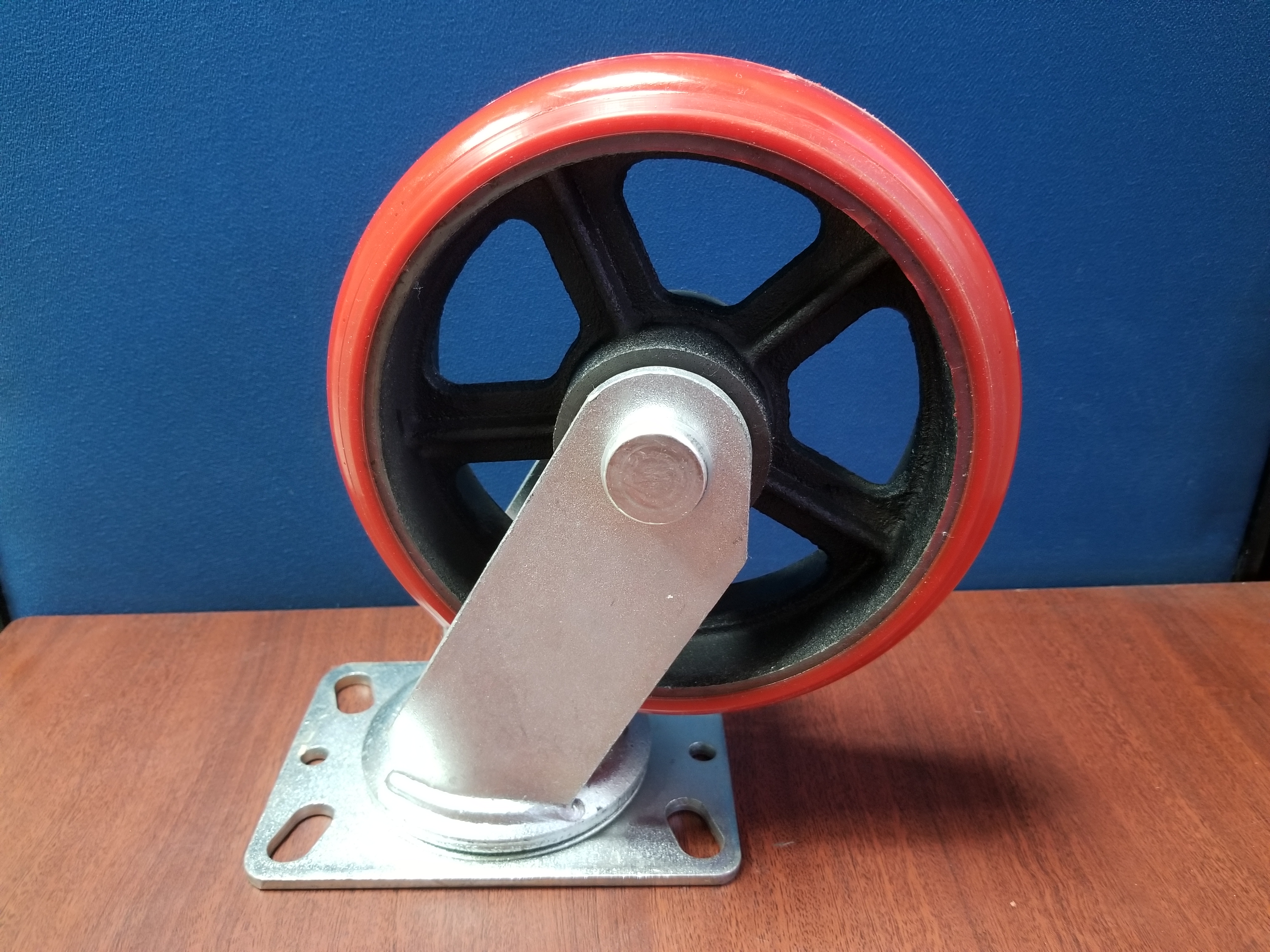 RUEDA DE POLIURETANO 8″ (203mm) X 60mm C/BASE GIRATORIA / PU WHEEL W/6204ZZ BEARING Cap.750Kgs RUEDA DE POLIURETANO 8″ (203mm) X 60mm C/BASE GIRATORIA / PU WHEEL W/6204ZZ BEARING Cap.750Kgs