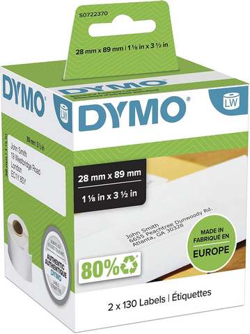 ETIQUETAS DE DIRECCIONES BLANCAS 89MM/28MM PACK/2 RL DYMO ETIQUETAS DE DIRECCIONES BLANCAS 89MM/28MM PACK/2 RL DYMO