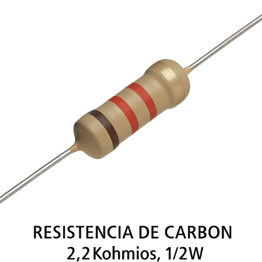 Resistencia de Carbón 2.2k ohmios, 1/2 W