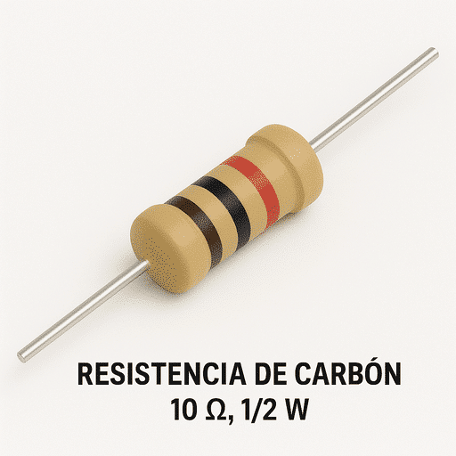 Resistencia de Carbón 10 ohmios, 1/2 W