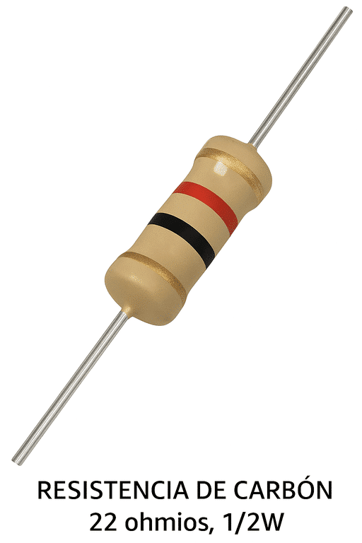Resistencia de Carbón 22 ohmios, 1/2 W Resistencia de Carbón 22 ohmios, 1/2 W