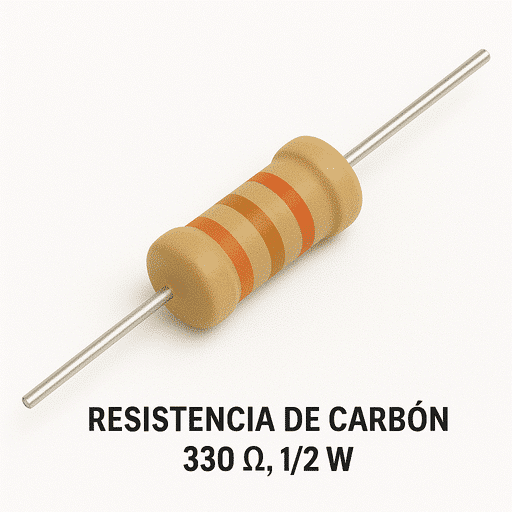 Resistencia de Carbón 330 ohmios, 1/2 W Resistencia de Carbón 330 ohmios, 1/2 W