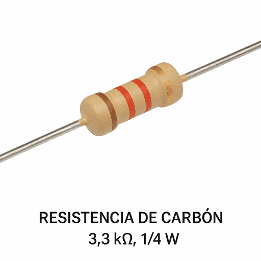 Resistencia de Carbón 3.3kohmios, 1/4 W Resistencia de Carbón 3.3kohmios, 1/4 W