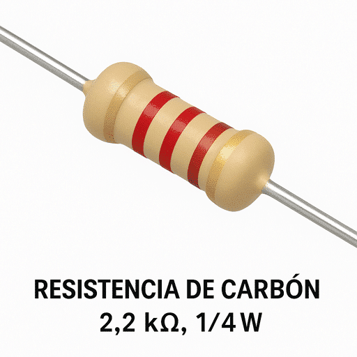 Resistencia de Carbón 2.2k ohmios, 1/4 W Resistencia de Carbón 2.2k ohmios, 1/4 W