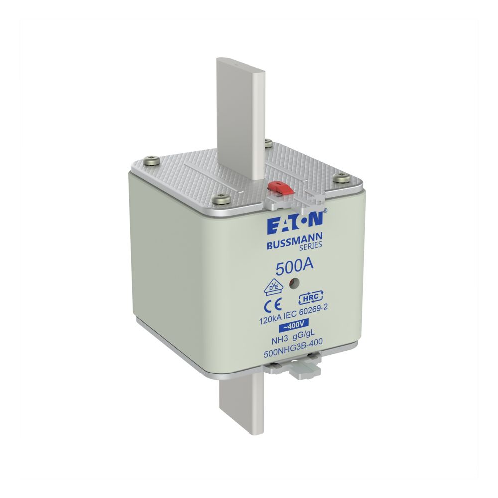Fusible de cartucho 500 A, Rated voltage AC 690V, NH3, gL/gG, IEC, indicador doble Fusible de cartucho 500 A, Rated voltage AC 690V, NH3, gL/gG, IEC, indicador doble