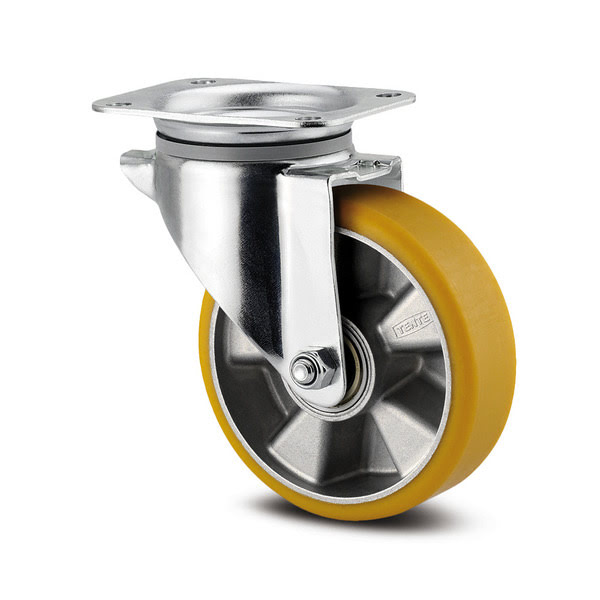 RUEDA DE 5X2″ Castors Polyurethane; 125 mm x 50mm; 137 x 115 mm; 300 kg; D 42 Shore; precision ball bearing 6202-2RS RUEDA DE 5X2″ Castors Polyurethane; 125 mm x 50mm; 137 x 115 mm; 300 kg; D 42 Shore; precision ball bearing 6202-2RS
