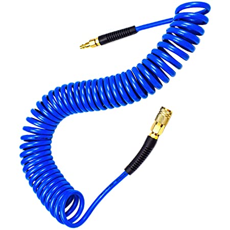 Manguera de poliurethano DI; 1/4″;OD;3/8 X 25’ Azul ESPIRAL