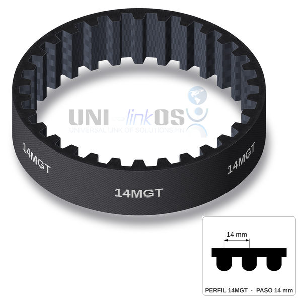 BANDA SINCRÓNICA 14MGT-1190-55 Paso 14mm L=1190mm A=55mm / Timing Belt BANDA SINCRÓNICA 14MGT-1190-55 Paso 14mm L=1190mm A=55mm / Timing Belt