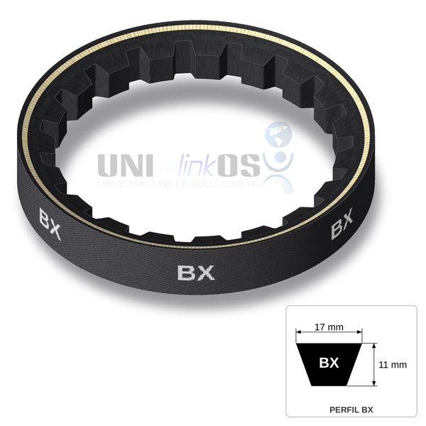 BANDA EN V DENTADA BX100 17x11mm L=100″ / Cogged V-Belt BANDA EN V DENTADA BX100 17x11mm L=100″ / Cogged V-Belt