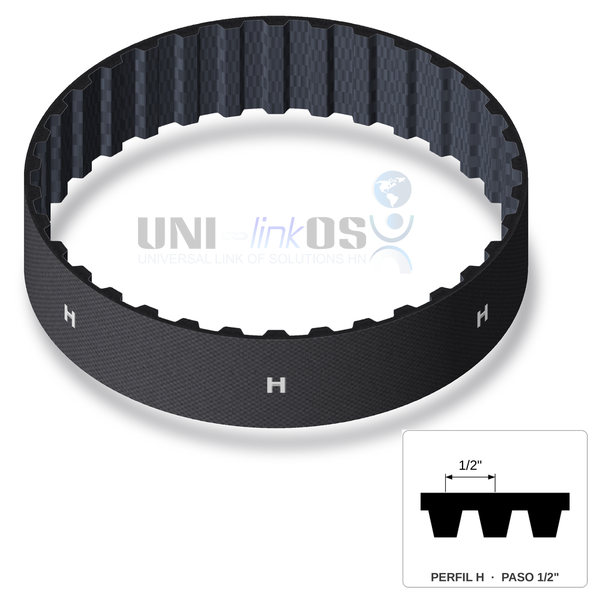 BANDA SINCRÓNICA 1100H100 Paso 1/2″ L=110″ A=1″ / Timing Belt BANDA SINCRÓNICA 1100H100 Paso 1/2″ L=110″ A=1″ / Timing Belt