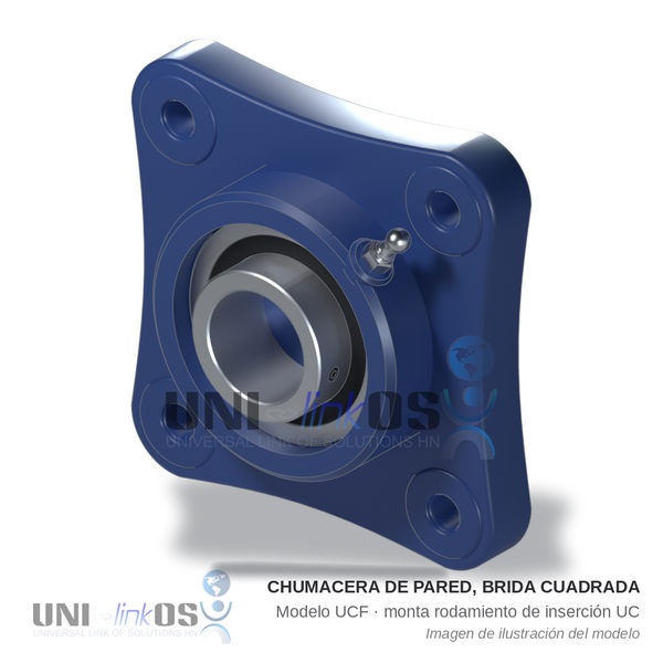 CHUMACERA DE PARED, BRIDA CUADRADA UCF206D1 EJE 30mm 4 AGUJEROS CHUMACERA DE PARED, BRIDA CUADRADA UCF206D1 EJE 30mm 4 AGUJEROS